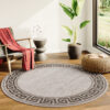 Tapijt Melissa Rond Grijs Zwart ZigZag Indoor Outdoor
