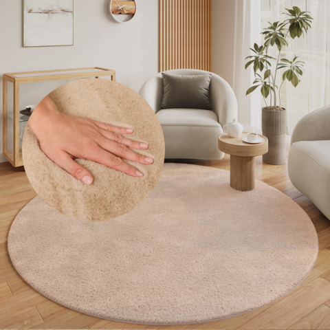 Vloerkleed Lumi Rond Beige Antislip