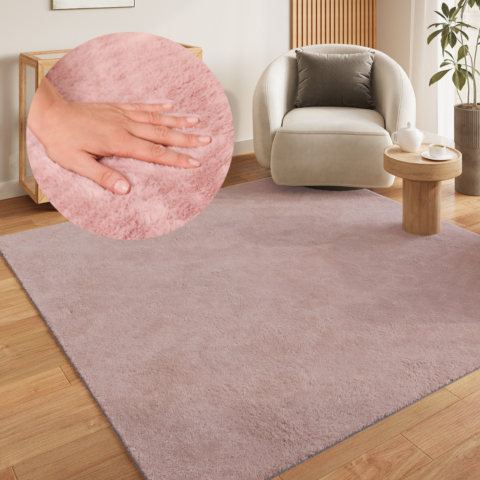 Vloerkleed Lumi Vierkant Roze Antislip