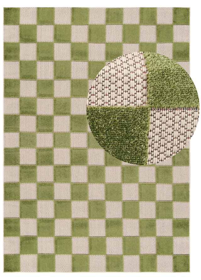 Buitenkleed Checker Crème Groen