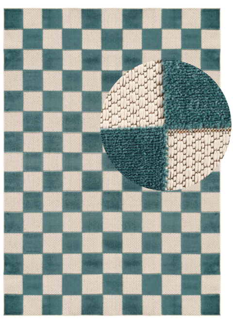 Buitenkleed Checker Crème Turkoois