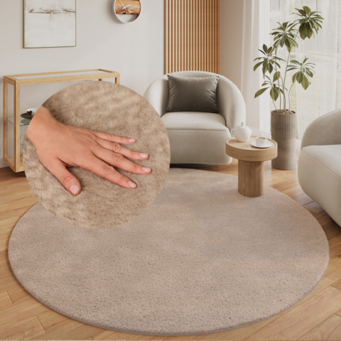 Vloerkleed Lumi Rond Bruin Antislip