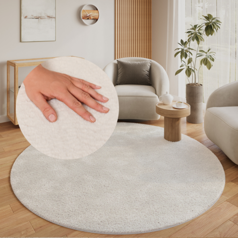 Vloerkleed Lumi Rond Crème Antislip