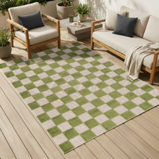 Buitenkleed Checker Crème Groen