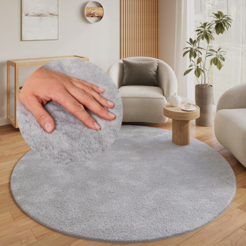 Vloerkleed Lumi Rond Lichtgrijs Antislip