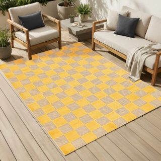 Buitenkleed Checker Crème Geel