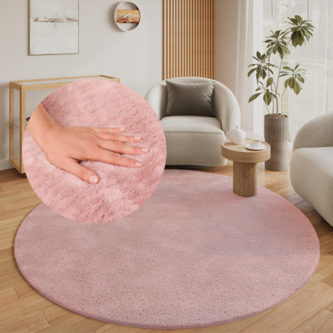 Vloerkleed Lumi Rond Roze Antislip