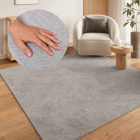 Vloerkleed Lumi Vierkant Lichtgrijs Antislip