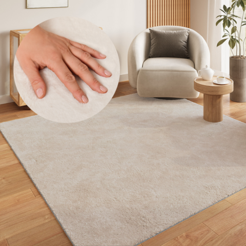Vloerkleed Lumi Vierkant Crème Antislip