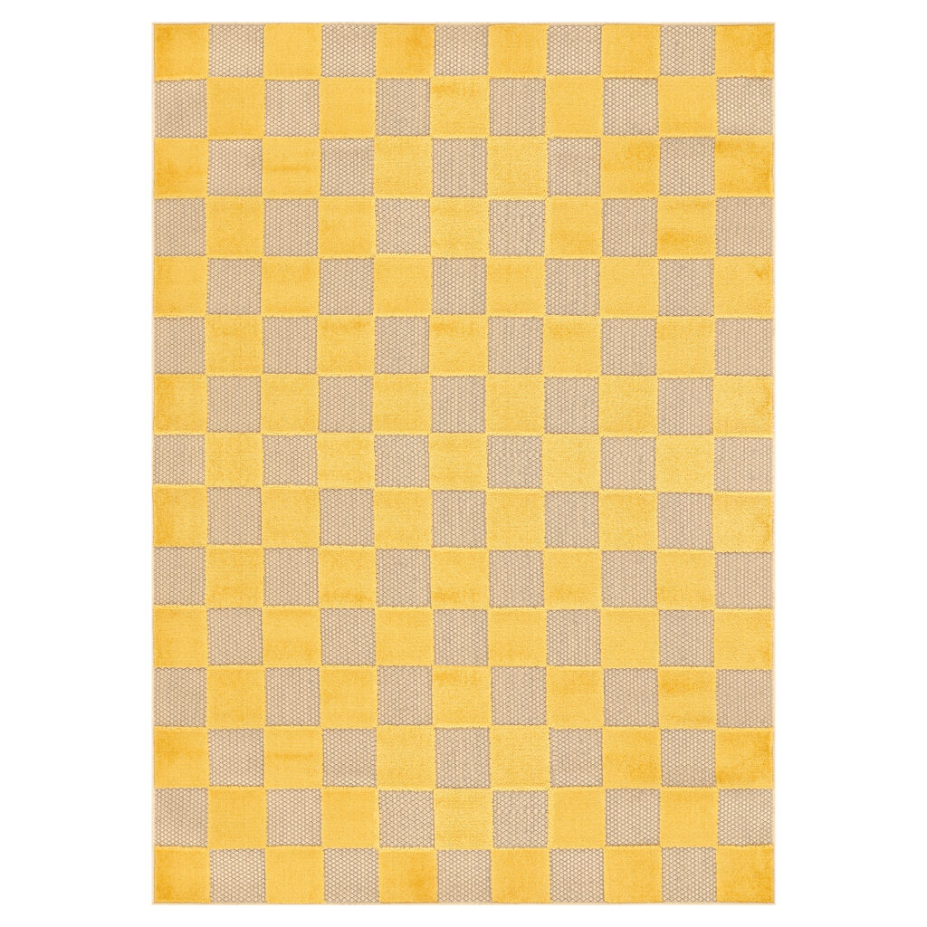 Buitenkleed Checker Crème Geel