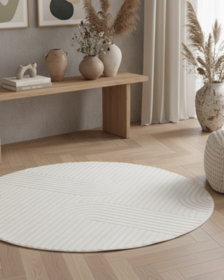 Vloerkleed Hygge Rond Gebroken Wit Strepen