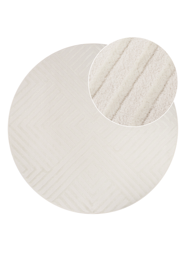 Vloerkleed Hygge Rond Gebroken Wit Ruiten