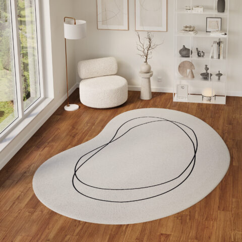 Vloerkleed Wisp Met Onregelmatige Vorm Wit Lijnen