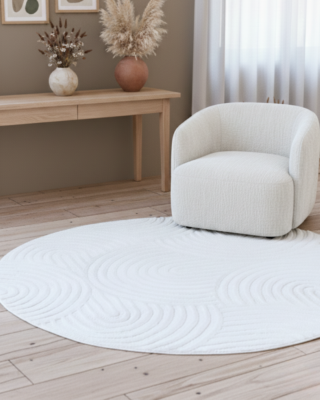 Vloerkleed Hygge Rond Gebroken Wit Ovalen