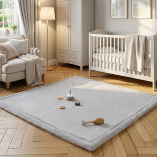 Kinderkleed Fluffin Vierkant Lichtgrijs