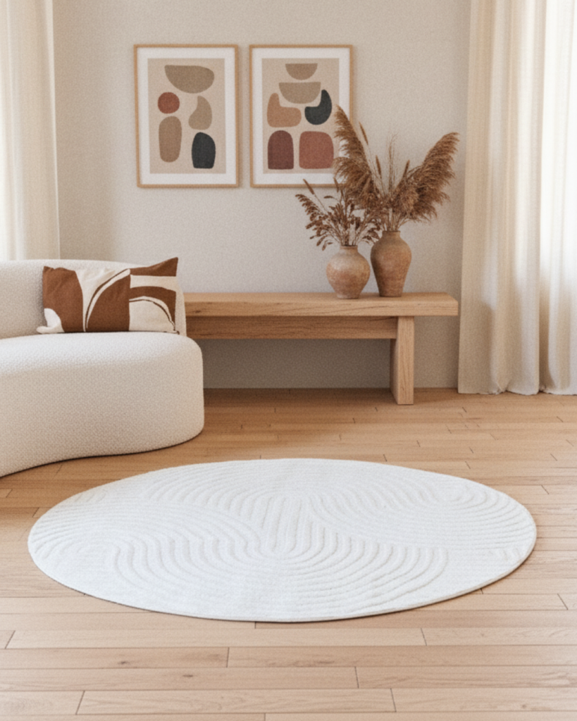 Vloerkleed Hygge Rond Gebroken Wit Modern