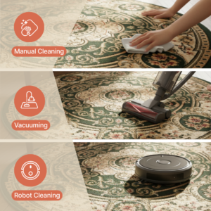 Vloerkleed Atlas Ovaal Klassiek Beige Groen Ornament