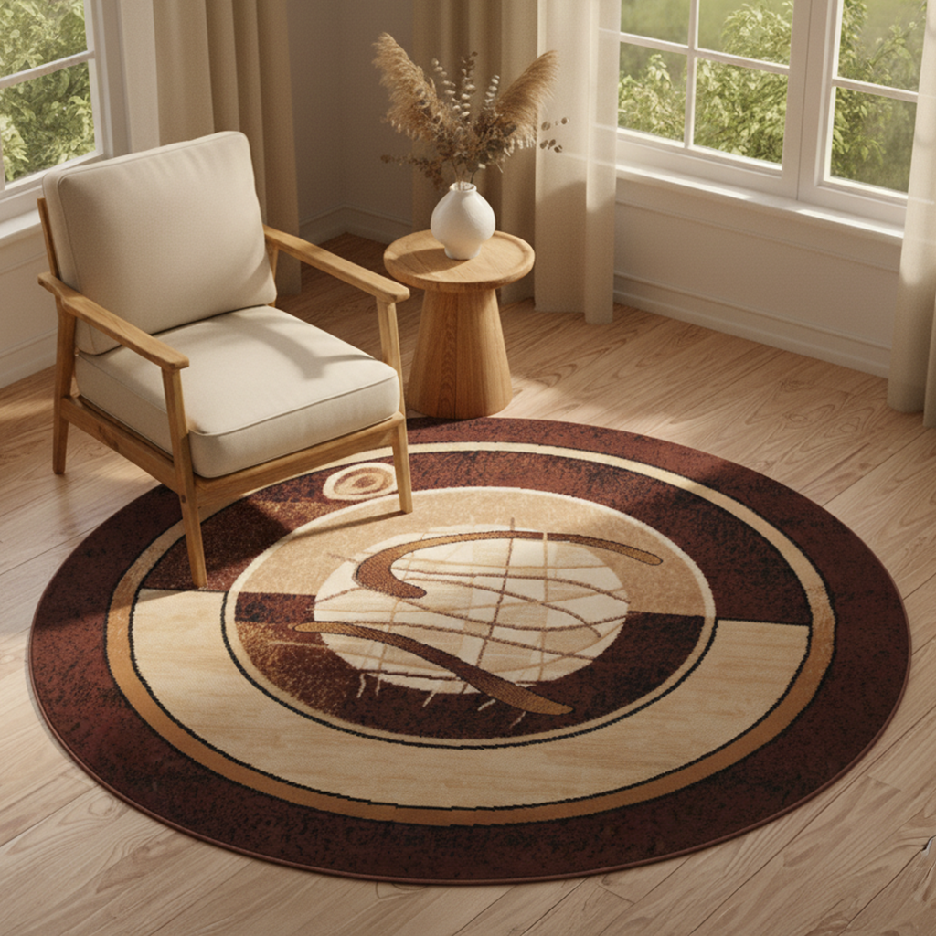 Vloerkleed Atlas Rond Beige Rood Abstract