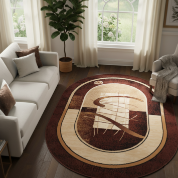 Vloerkleed Atlas Ovaal Bruin Beige Abstract