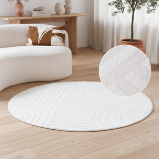 Vloerkleed Hygge Rond Gebroken Wit Geometrisch