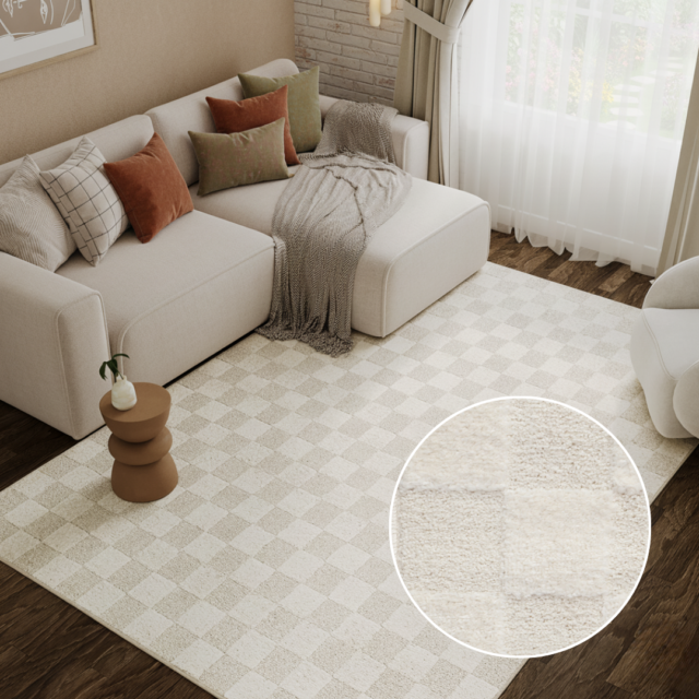 Vloerkleed Terra Crème Ruit