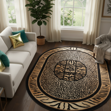 Vloerkleed Atlas Ovaal Zwart Bruin Dierenprint Safari