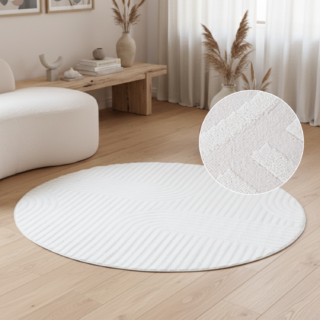 Vloerkleed Hygge Rond Gebroken Wit Strepen