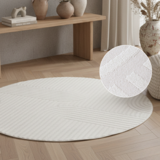 Vloerkleed Hygge Rond Gebroken Wit Strepen