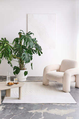 Vloerkleed Hygge Vierkant Gebroken Wit Lijnen