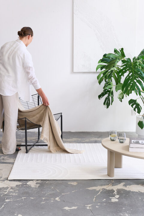 Vloerkleed Hygge Vierkant Gebroken Wit Geometrisch