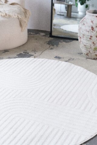 Vloerkleed Hygge Rond Gebroken Wit Strepen