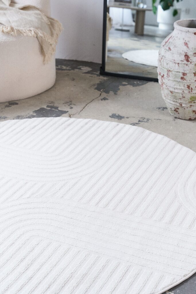 Vloerkleed Hygge Rond Gebroken Wit Strepen