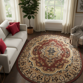 Vloerkleed Atlas Ovaal Klassiek Beige Bruin Ornament