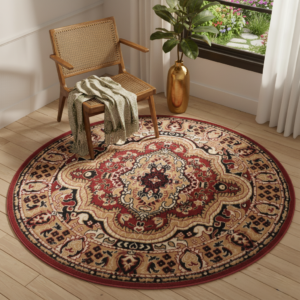 Vloerkleed Atlas Rond Beige Rood Ornament