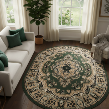Vloerkleed Atlas Ovaal Klassiek Beige Groen Ornament
