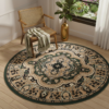 Vloerkleed Atlas Rond Klassiek Beige Groen Ornament