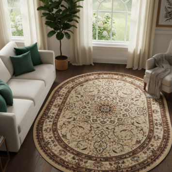 Vloerkleed Atlas Ovaal Lichtbeige Ornament