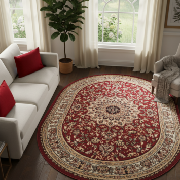 Vloerkleed Atlas Ovaal Rood Beige Ornament