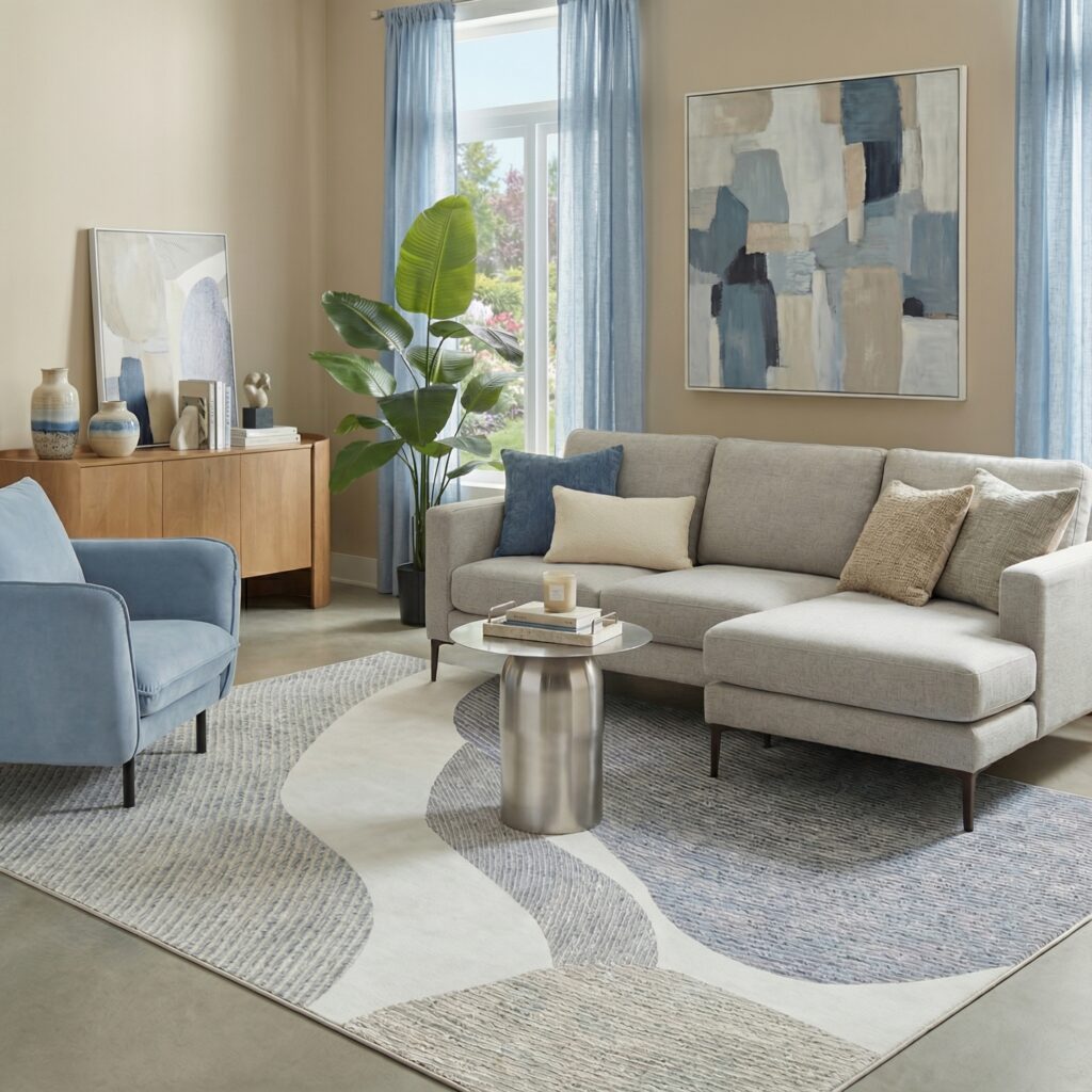 Vloerkleed Wisp Grijs Blauw Abstract