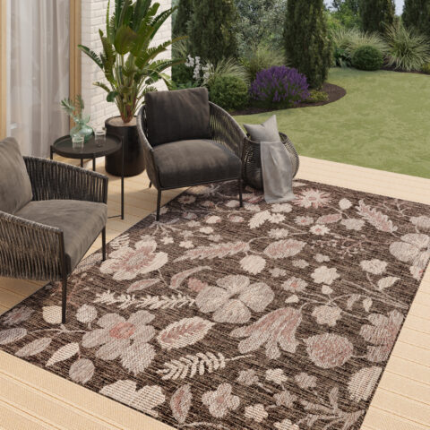 Buitentapijt Melissa Bruin Bloemen