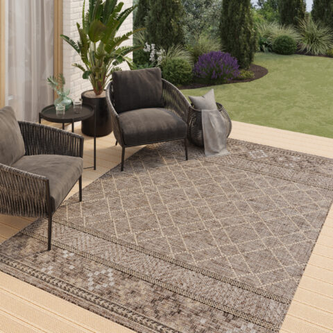 Buitentapijt Melissa Bruin Geometrisch