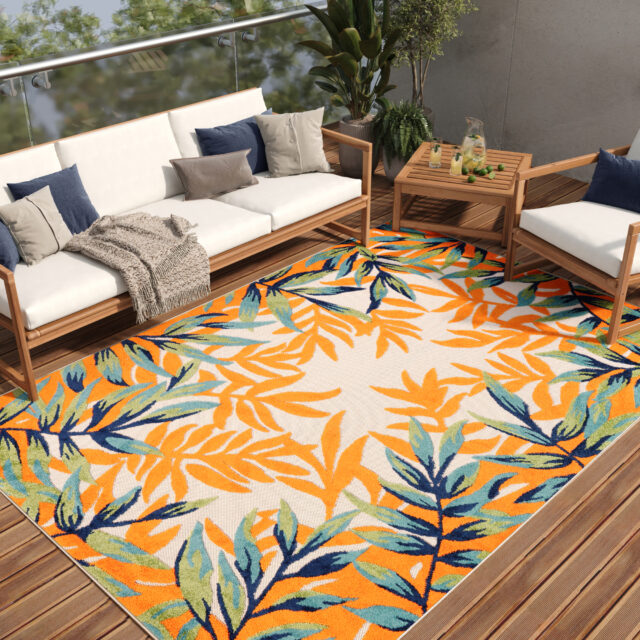 Buitenkleed Patio Veelkleurig Bladmotief