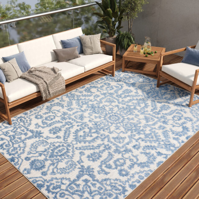 Buitenkleed Patio Blauw Ornamenten