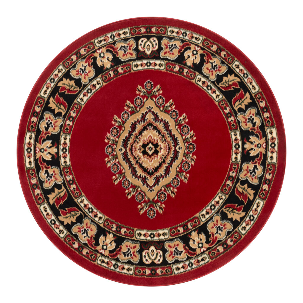 Vloerkleed Atlas Rond met Rood Beige Ornament