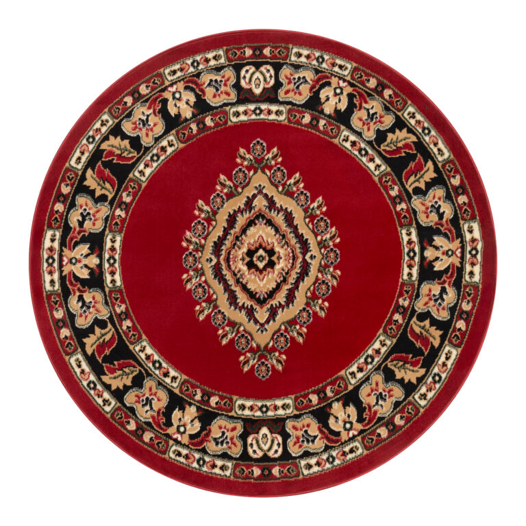 Vloerkleed Atlas Rond met Rood Beige Ornament