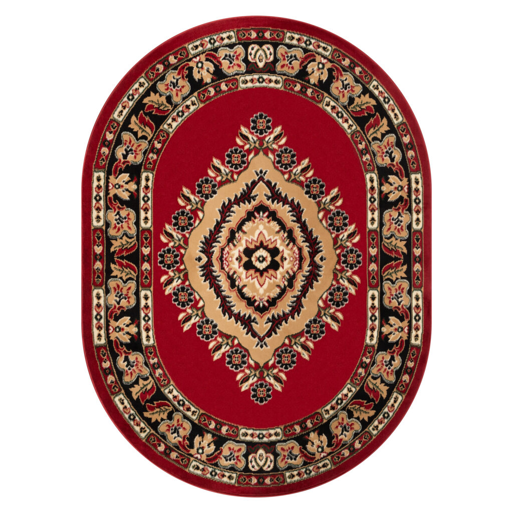 Vloerkleed Atlas Ovaal met Rood Beige Ornament