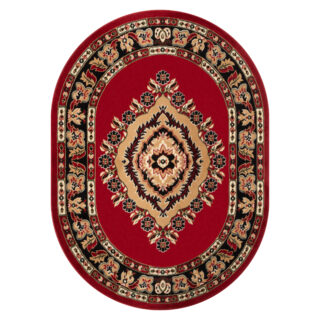 Vloerkleed Atlas Ovaal met Rood Beige Ornament