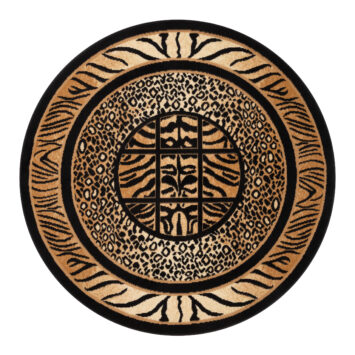 Vloerkleed Atlas Rond Zwart Bruin Dierenprint Safari