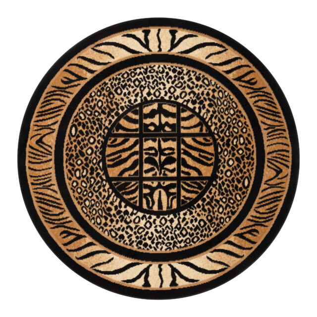 Vloerkleed Atlas Rond Zwart Bruin Dierenprint Safari