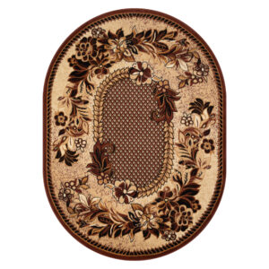 Vloerkleed Atlas Ovaal Beige Bruin Bloemenmotief